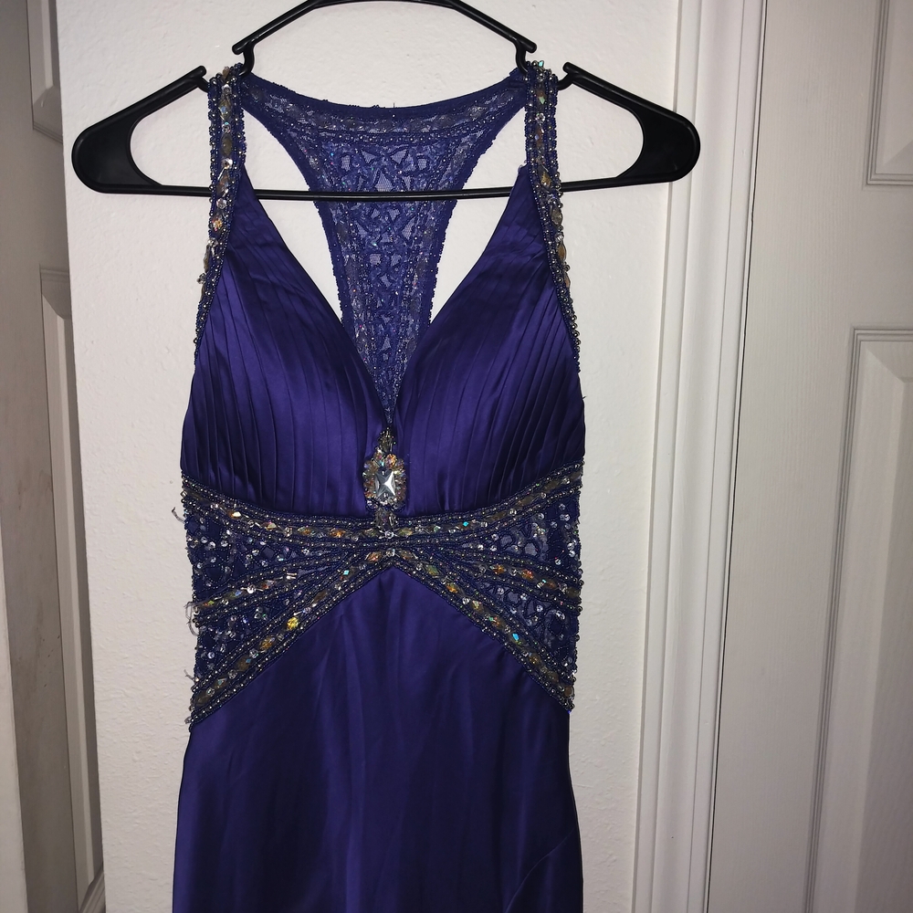 Elegant Purple Beaded Prom Dress